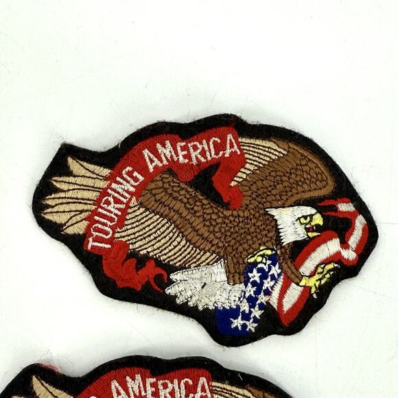 VTG Lot Of 2 TOURING AMERICA with Eagles Iron On Biker Patches - Picture 4 of 9